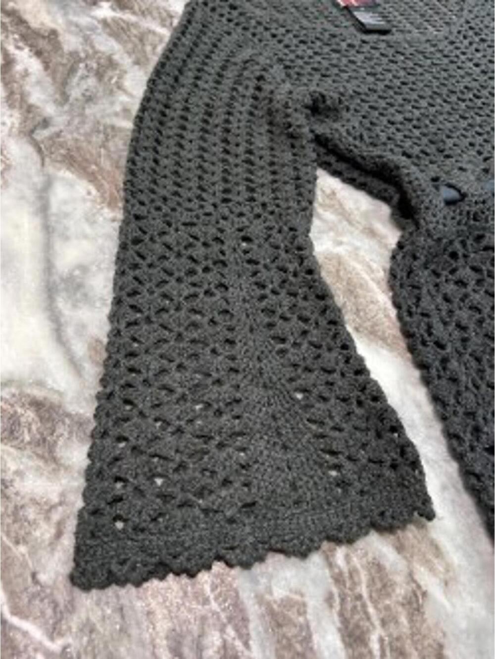 🖤 R & K Originals Charcoal Crochet Drama Dress M*Dark Academia/Romantic Goth - Picture 6 of 7